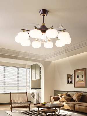 中古风隐形风扇灯2025新款客厅卧室风扇吊灯法式复古餐厅大厅主灯