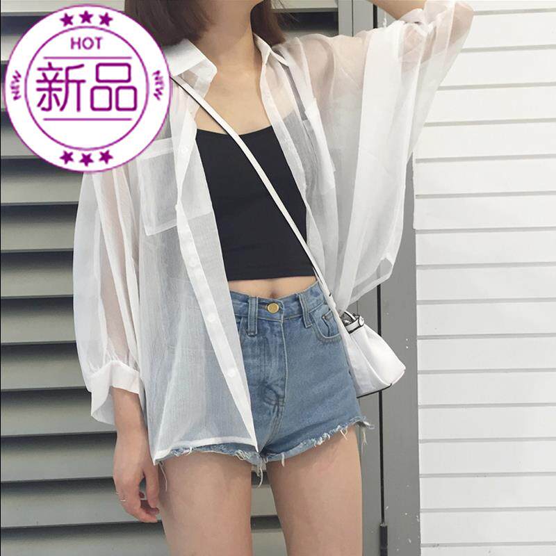 防晒衣女韩版学生宽松2019夏季薄款雪纺开衫上衣O长袖外套白色衬|ruв категории Женская одежда, кружева свитер/шифон рубашка - от Buy2taobao.com для оказания профессиональной услуги покупки агента Taobao