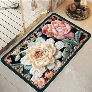 网红爆款卫生间门口地垫洗澡间门垫硅胶防滑垫浴室软硅藻吸水脚垫