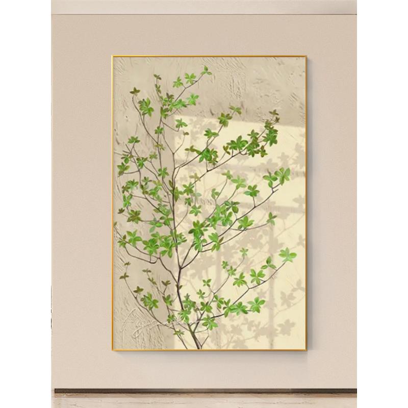 原木风客厅装饰画小清新绿植玄关挂画大幅沙发背景墙壁画餐厅墙画