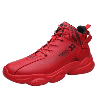 冬季内增高男鞋10cm真皮休闲运动跑鞋隐形男士增高鞋减震红色球鞋