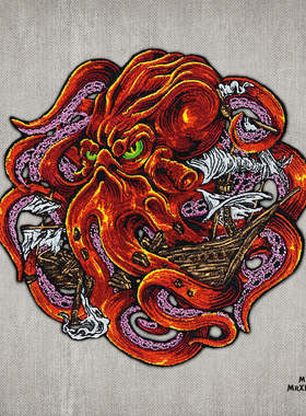 美国MXL KRAKEN RED 红色克拉肯 刺绣魔术贴 士气章