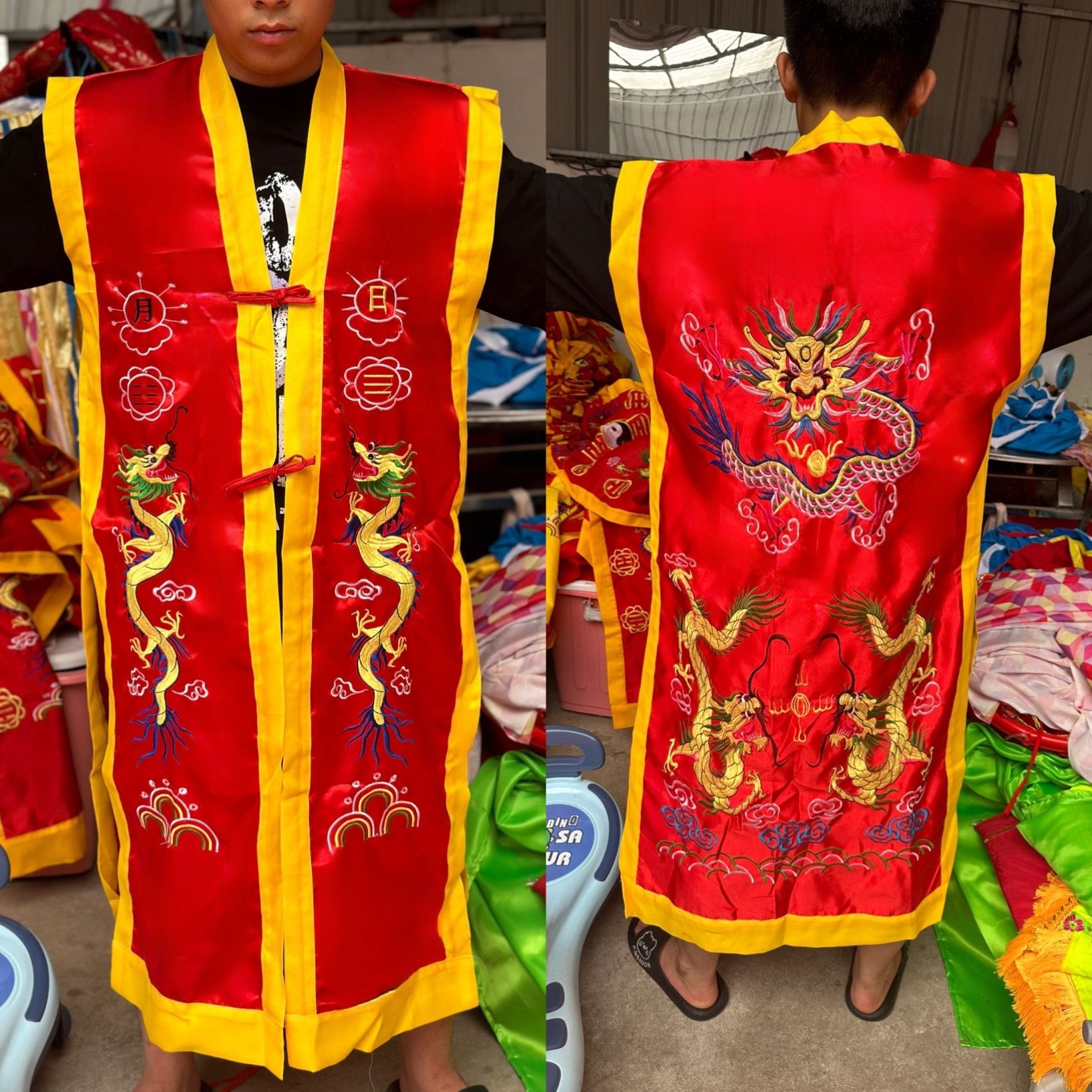 新款二十四真人双龙道服道家降衣道士法衣用品道袍刺绣功法红色八