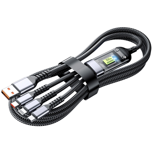 数据线三合一拖3充电线车载三头通用手机usb二多功能适用安卓苹果tpyec支持华为100W超级快充协议6a冲