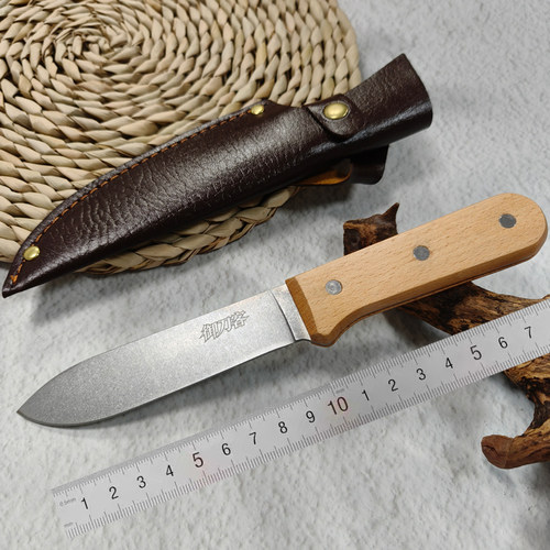 户外直刀木柄小刀野外求生防身刀