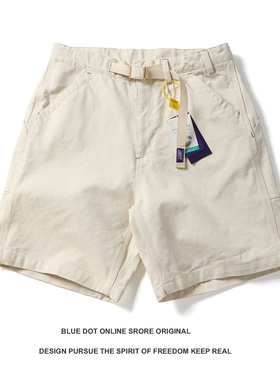 日系复古420g重磅珠帆布短裤紫标chino机能腰带青年五分裤宽松裤