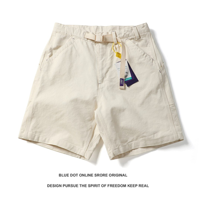 日系复古420g重磅珠帆布短裤紫标chino机能腰带青年五分裤宽松裤