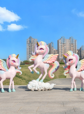 马年吉祥物玻璃钢小马雕塑装饰品