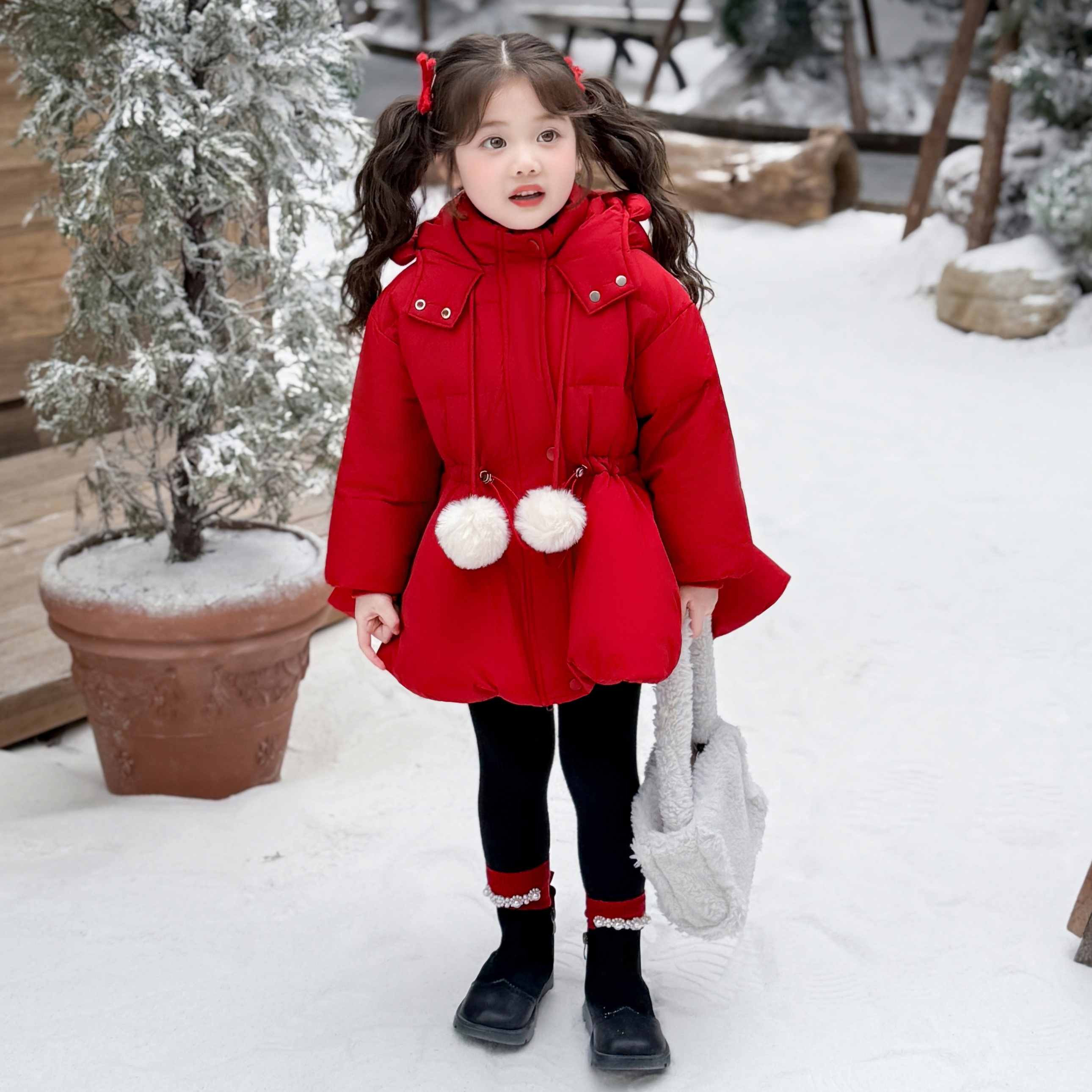 女童羽绒服冬装2025新款洋气女宝宝白鸭绒保暖外套洋气收腰儿童装