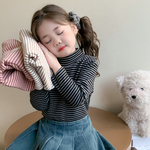 潮 儿童洋气上衣宝宝一体绒百搭打底衫 女童加绒卫衣秋冬款 2025新款