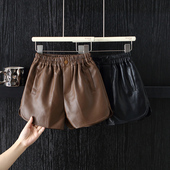 女孩靴裤 女童短裤 宽松儿童pu皮短裤 子新年外穿时尚 2025秋冬季 新款