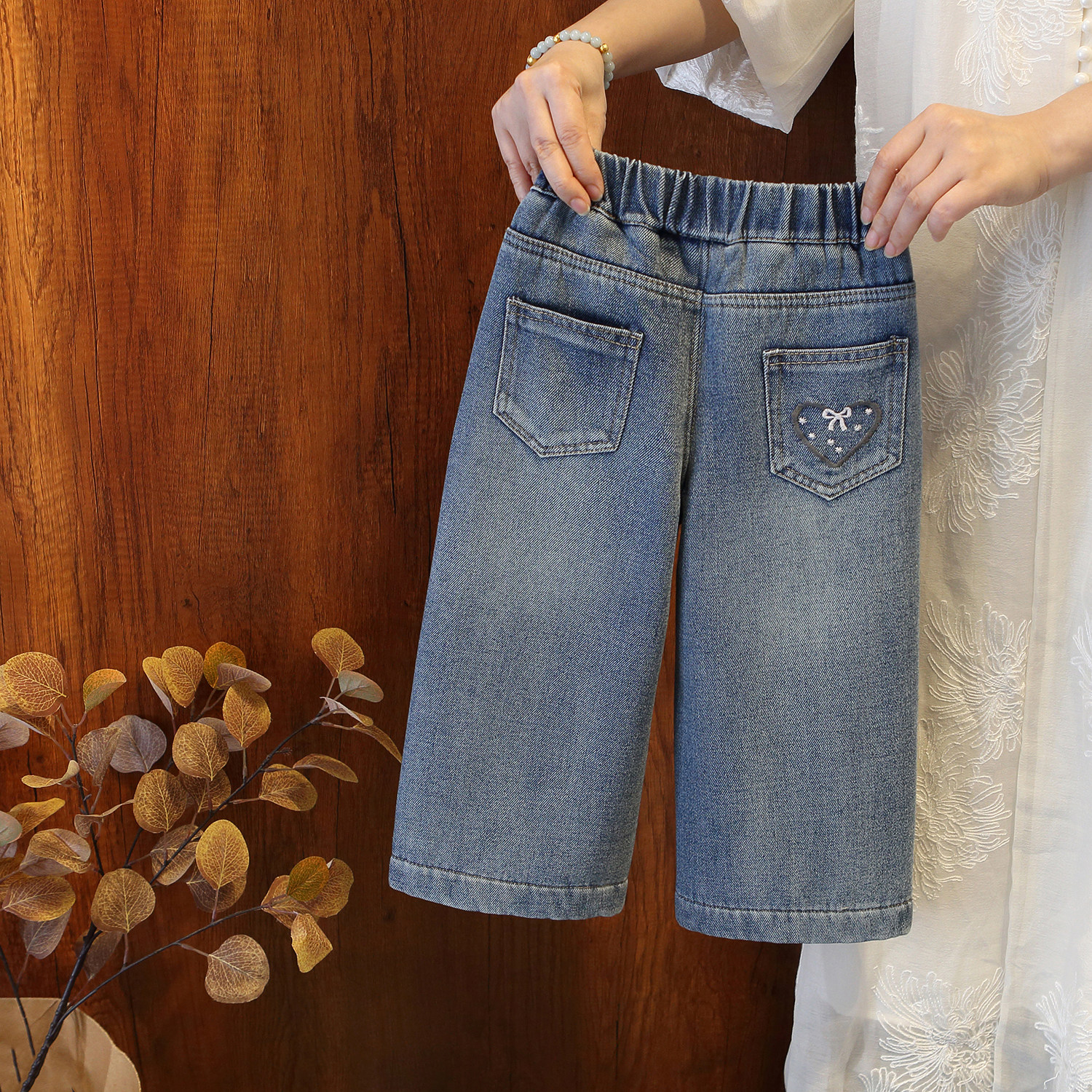 女童秋冬加绒牛仔裤女宝宝可爱贴布牛仔直筒阔腿裤时尚洋气加绒裤,童装/婴儿装/亲子装,裤子,淘宝优惠券,粉丝福利购,淘宝优惠卷