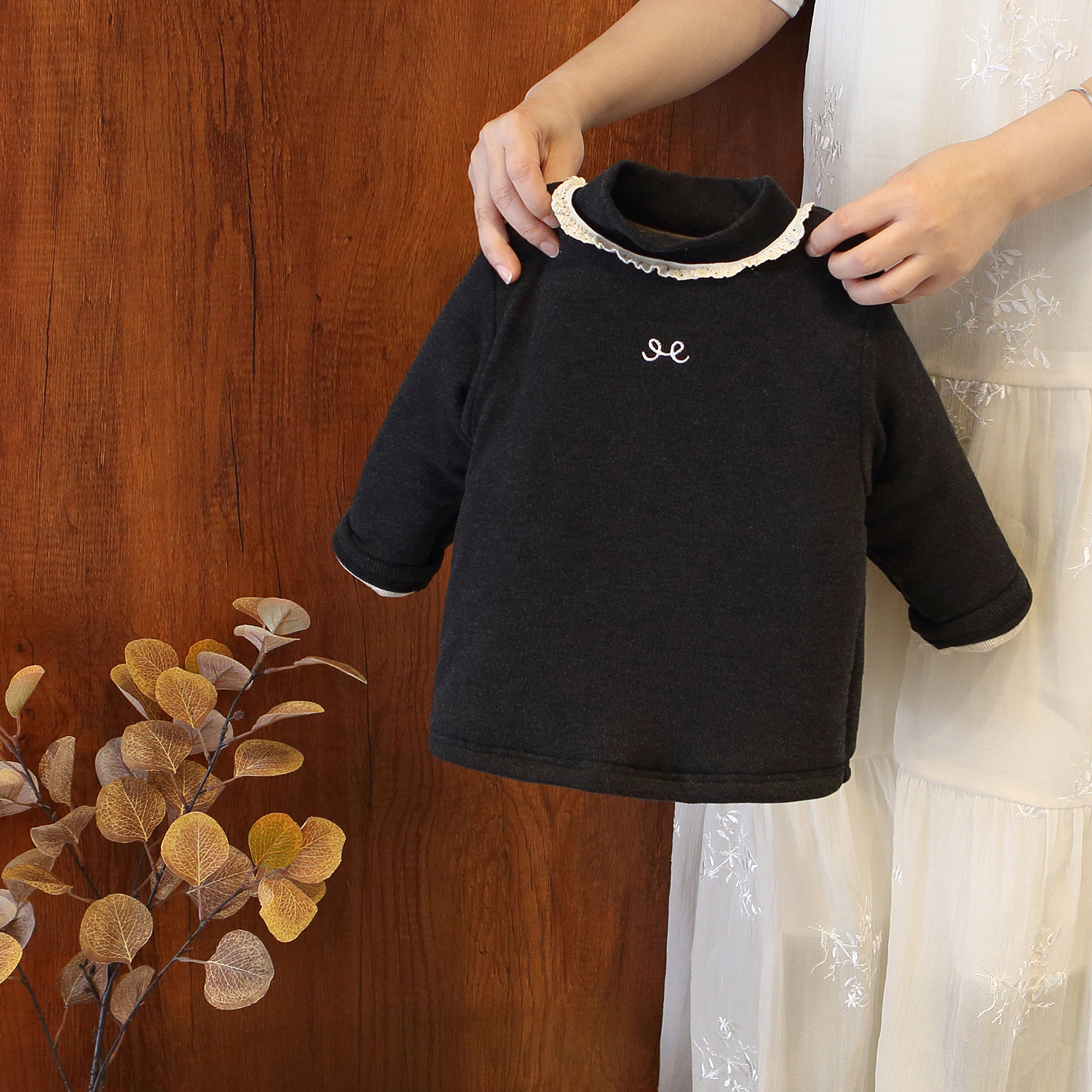 女童秋冬加厚花边领加厚卫衣秋冬保暖长袖打底衫洋气时尚上衣外穿