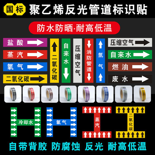 管道反光膜箭头胶带标识牌定制