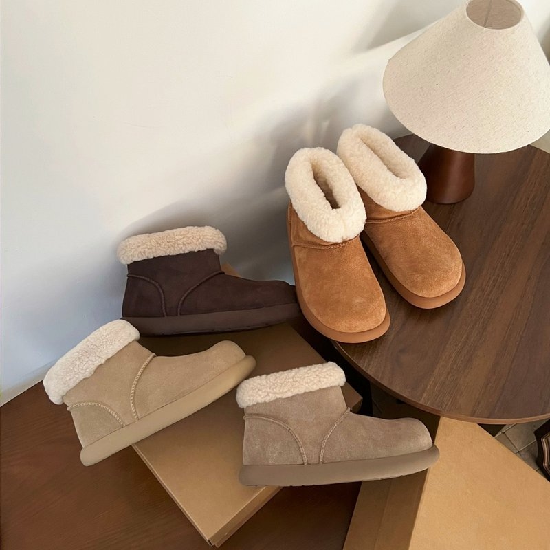 小土豆卷毛靴雪地靴女款冬季2025新款加厚加绒羊皮毛一体东北棉鞋