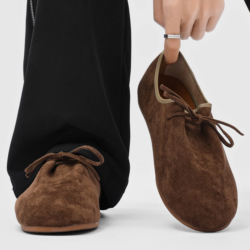 【高品质】复古气质单鞋2026年新款棕色圆头系带平底超软休闲男鞋,流行男鞋,单鞋,淘宝优惠券,粉丝福利购,淘宝优惠卷