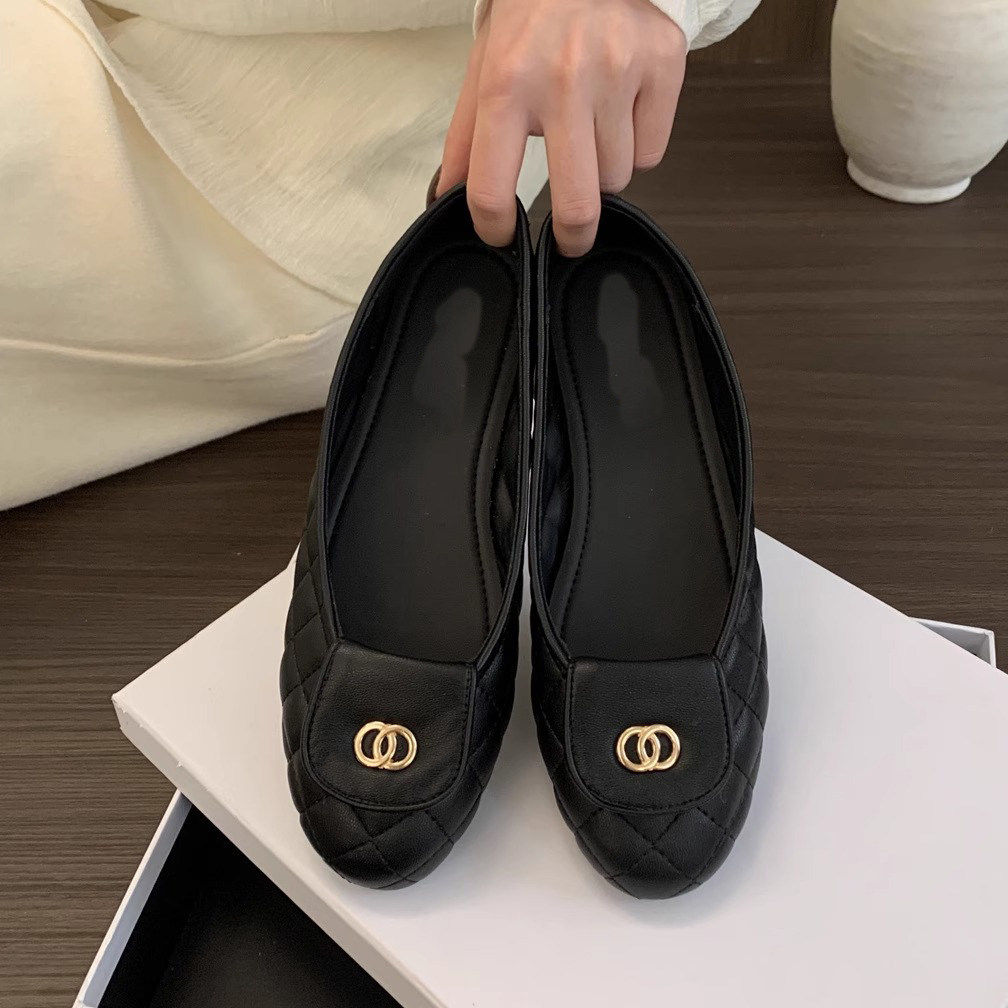 【高品质】小香风黑色浅口单鞋女新款法式通勤一脚蹬平底豆豆鞋,女鞋,乐福鞋（豆豆鞋）,淘宝优惠券,粉丝福利购,淘宝优惠卷