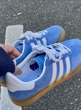 时尚复古蓝色德训鞋男女款2026新款低帮防滑增高情侣百搭休闲板鞋