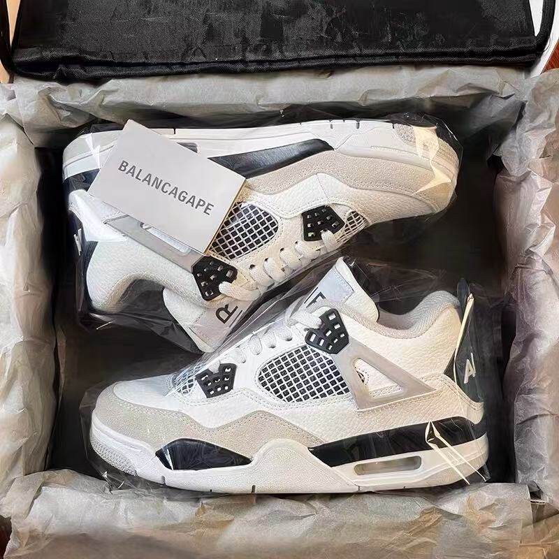 AJ4男鞋白水泥厚底板鞋2026新款春季增高情侣高帮篮球运动休闲鞋