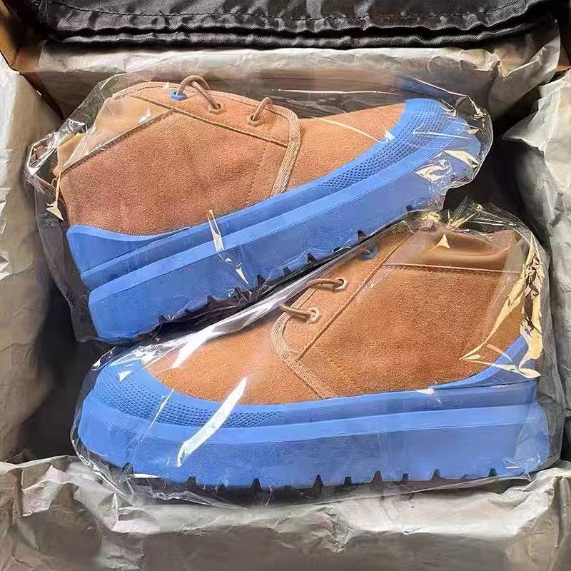 王一博同款蓝色塔斯曼雪地靴男女款秋冬季皮毛一体加绒加厚棉鞋潮