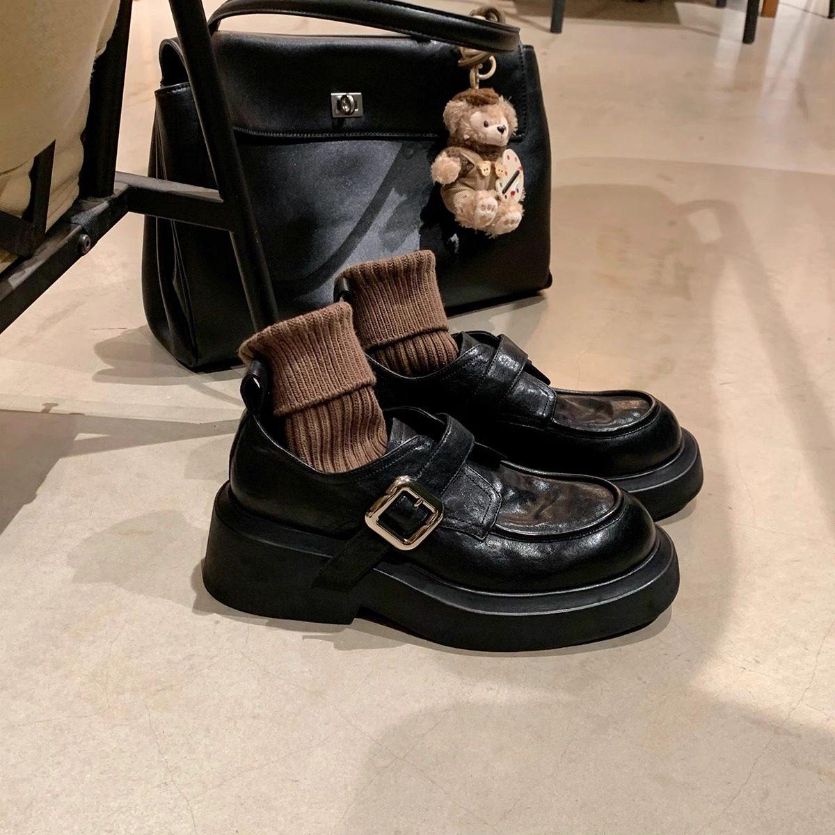 【高品质】英伦风复古厚底乐福鞋女春季新款小个子粗跟气质小皮鞋,女鞋,乐福鞋（豆豆鞋）,淘宝优惠券,粉丝福利购,淘宝优惠卷