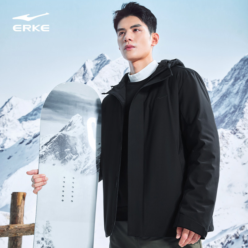 纵型科技丨鸿星尔克羽绒服男款2025冬季新款行政夹克轻薄羽绒外套