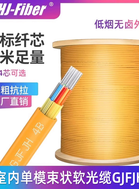 华杰恒讯 定制室内单模光纤光缆四4芯室内单模6芯八8芯12芯光缆GJFJH-4B室内国标光纤线24芯束状型软单模光缆