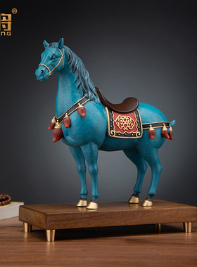 北将全铜马摆件手工彩绘礼盒装