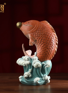 北将鱼跃龙门全铜摆件家居室内