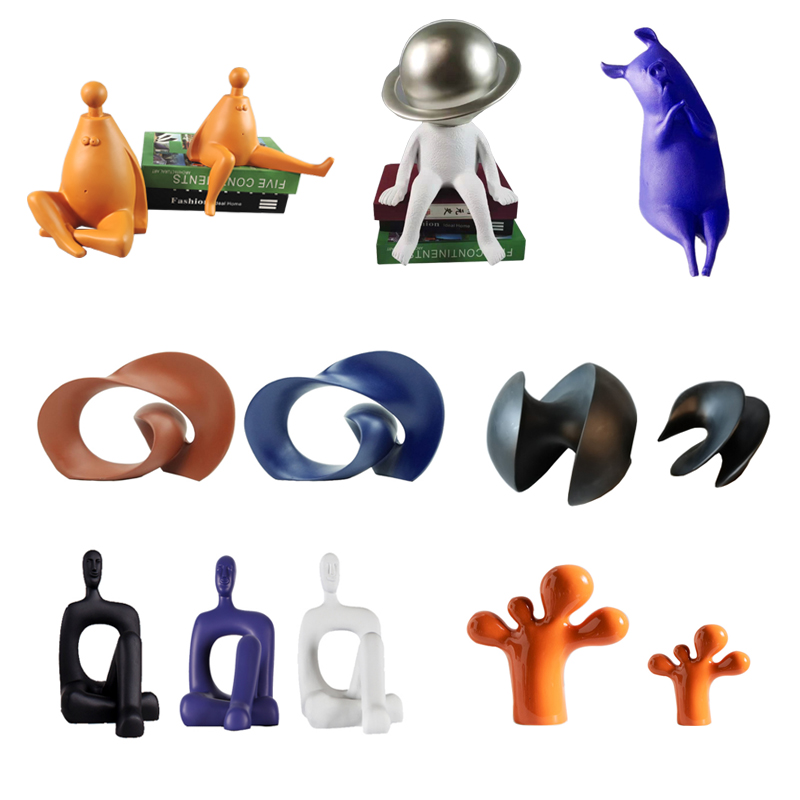 现代简约异形扭转抽象摆设样板间儿童房卡通人物动物小猪软装摆件