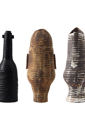 复古做旧侘寂风新中式陶瓷花器摆件样板间酒店客厅玄关大花瓶装饰