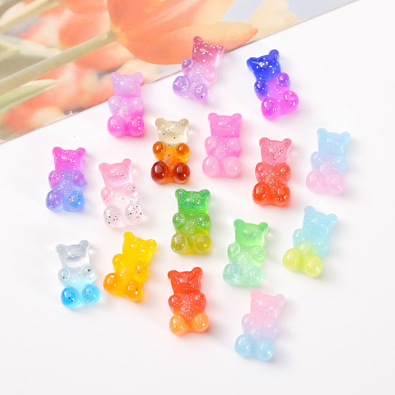 日韩新款双色闪粉卡通小熊糖果diy树脂配件透色手机壳水杯汽车贴,饰品/流行首饰/时尚饰品新,其他DIY饰品配件,淘宝优惠券,粉丝福利购,淘宝优惠卷