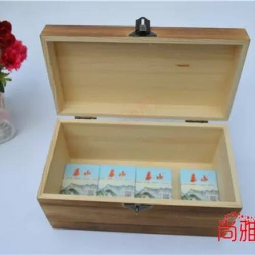 松木实木碳化带锁木盒包装收纳盒定制木盒复古木盒长方形木盒挂锁