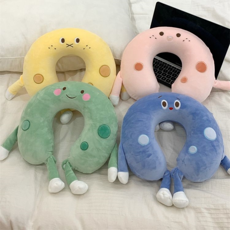 可爱卡通创意奶酪人表情u型枕情侣款旅行护颈枕坐车坐飞机睡觉枕