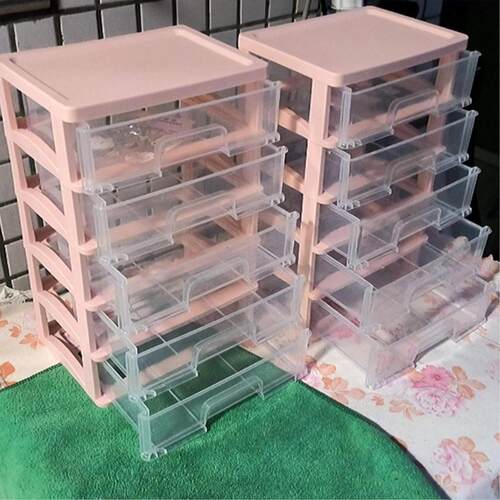 ins风文具收纳盒大容量抽屉透明分格卡通学生寝室书桌杂物储物柜