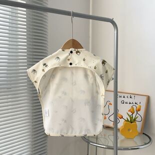 新款儿童反穿衣新款婴儿饭兜宝宝用餐围兜短袖PU防水防脏吃饭罩衣