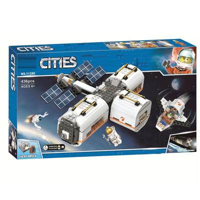 中国积木太空系列60227月球空间站航天飞机儿童拼装玩具礼物11386