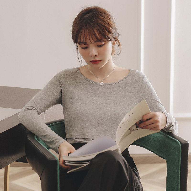 봄 가을 외출시 핫한 엄마들을 위한 수유 상의 임산부 하의 셔츠 산후 수유 긴팔 티셔츠 트렌디한 엄마 봄옷