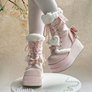高跟尾款-绒绒雪兔芝士芒芒物语lolita可爱雪地靴厚底