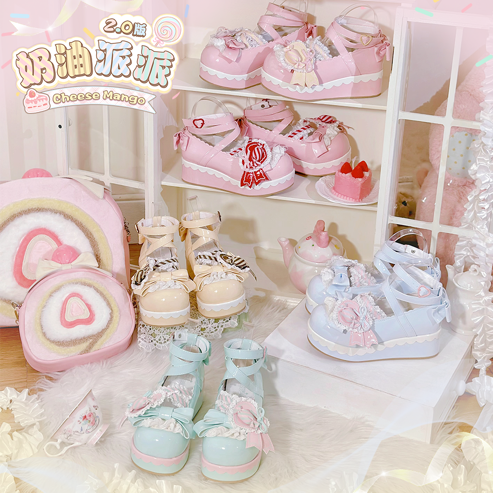 【现货】奶油派派2.0芝士芒芒物语原创lolita厚底鞋