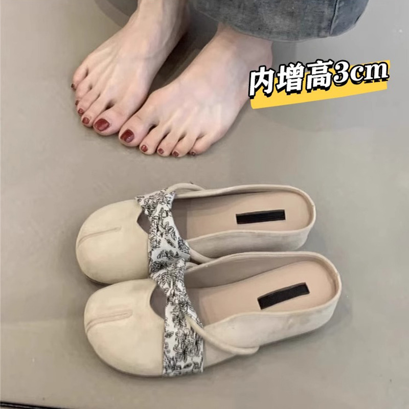 品牌厚底内增高勃肯鞋包头半拖鞋女夏外穿2025新款一脚蹬晚晚单鞋