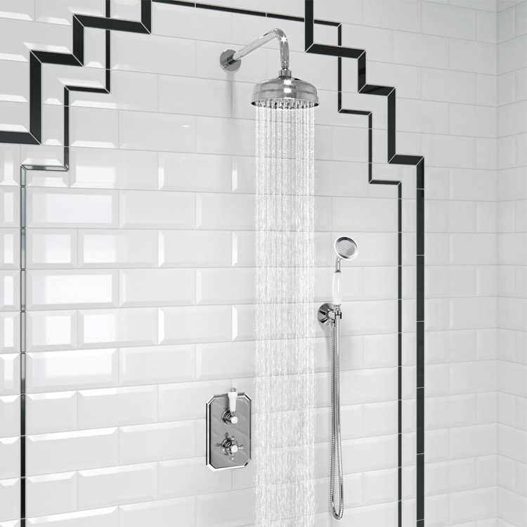 新款直销SLIONl三控两控英伦风全黄铜入墙式暗装花洒恒温套装淋浴