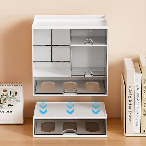 新款直销桌面斜插抽屉收纳盒整理神器办公桌工位置物架收纳盒桌面