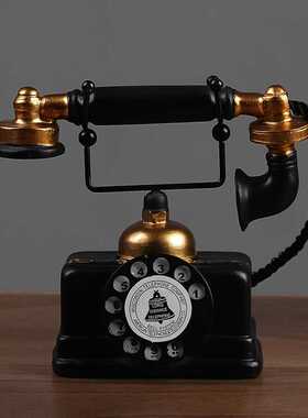 新款直销欧式复古老式树脂转盘电话模型创意家居办公室玄关装饰电