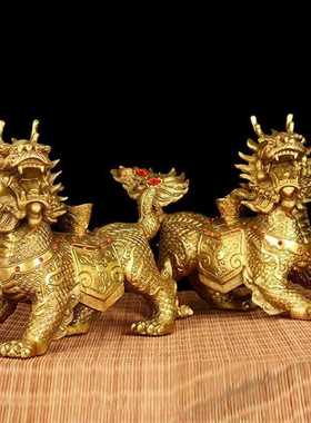 新款直销黄铜麒麟 全黄铜麒麟 工艺品礼品 家居摆件