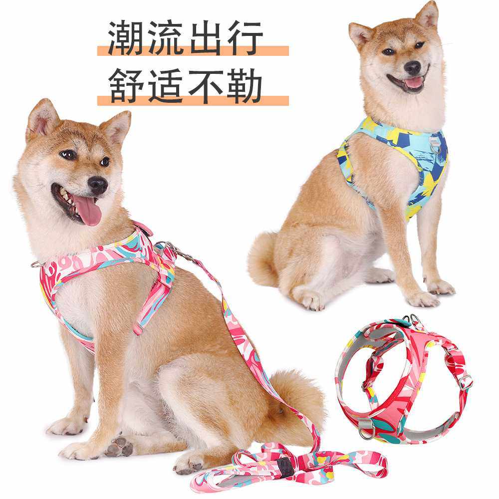新款直销印花宠物胸背带亚马逊防挣脱狗链子中小型犬狗狗牵引绳子,宠物/宠物食品及用品,狗牵引绳,淘宝优惠券,粉丝福利购,淘宝优惠卷