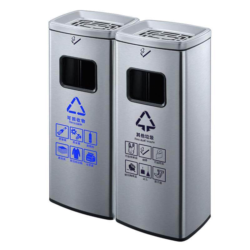 新款直销酒店大堂不锈钢分类垃圾桶立式带烟灰缸走廊电梯口座地烟