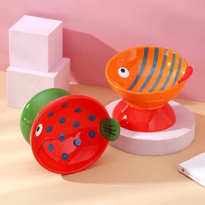 新款直销鱼趣猫碗陶瓷防打翻防黑下巴高脚平口斜口护颈饮水宠物碗,宠物/宠物食品及用品,猫狗碗/慢食碗,淘宝优惠券,粉丝福利购,淘宝优惠卷