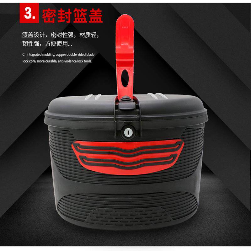 新款直销电动车自行车车篮 山地车塑料车筐 专用储物带锁车篮锁头