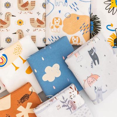 新款直销a类纯棉布料 40支卡通印花棉毛布 婴童内衣睡袋鞋帽枕套